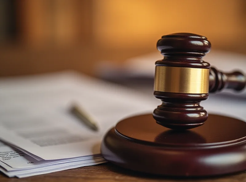 A gavel resting on a stack of legal documents, symbolizing legal proceedings and accountability.