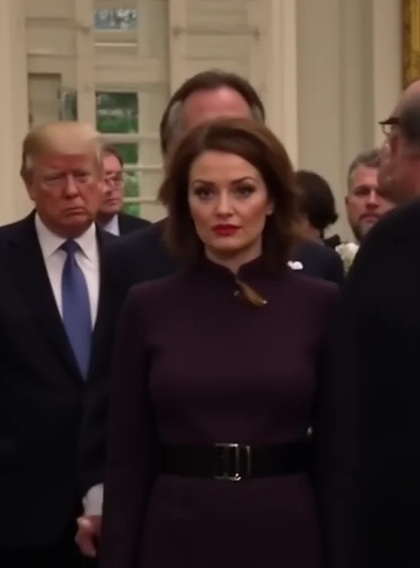 A screenshot of a viral video showing Oksana Markarova's reaction to the Trump-Zelensky clash.