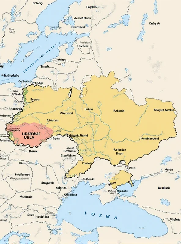 A map showing Ukraine and Russia, with emphasis on the conflict zone.