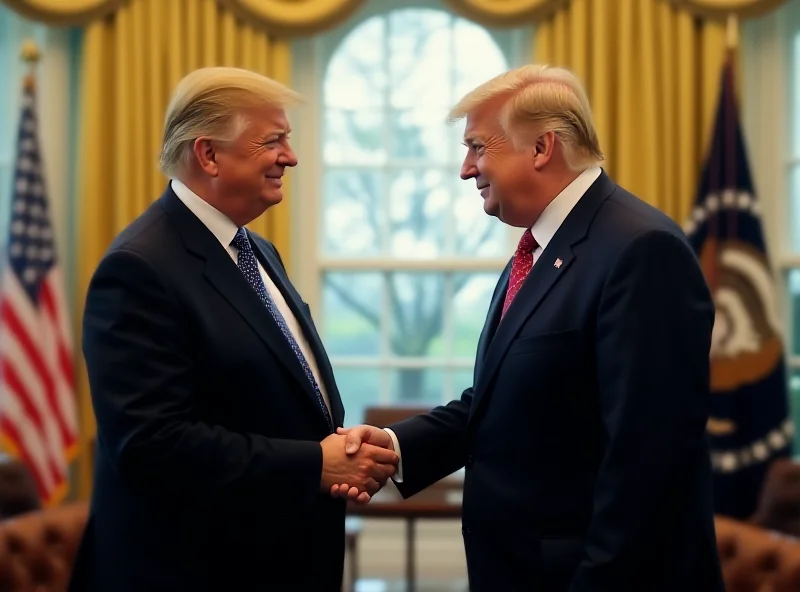 Donald Trump and Volodymyr Zelenskyj shaking hands in the Oval Office