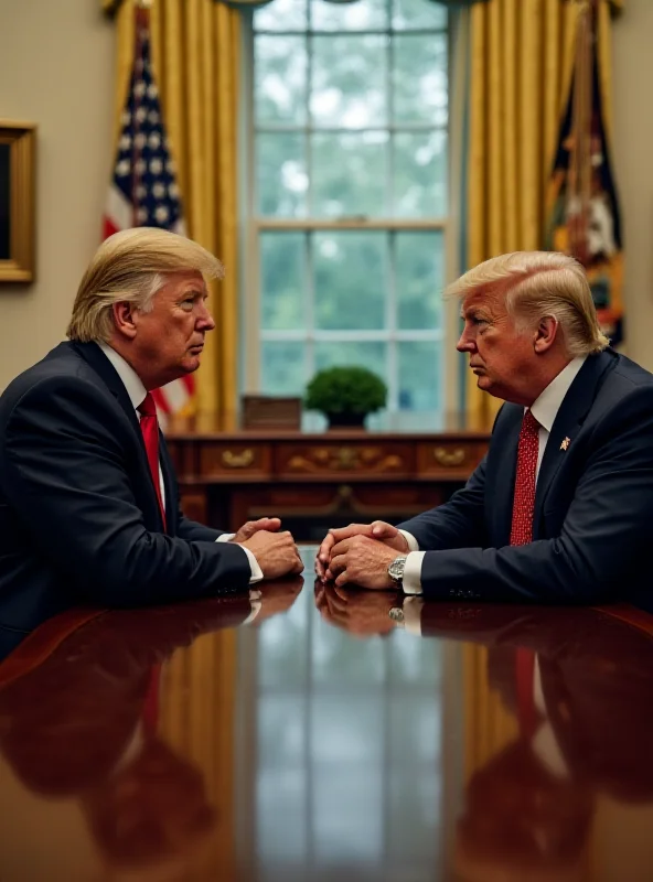 Volodymyr Zelenskyy meeting with Donald Trump in the Oval Office. Both leaders are sitting across from each other at a table with serious expressions.