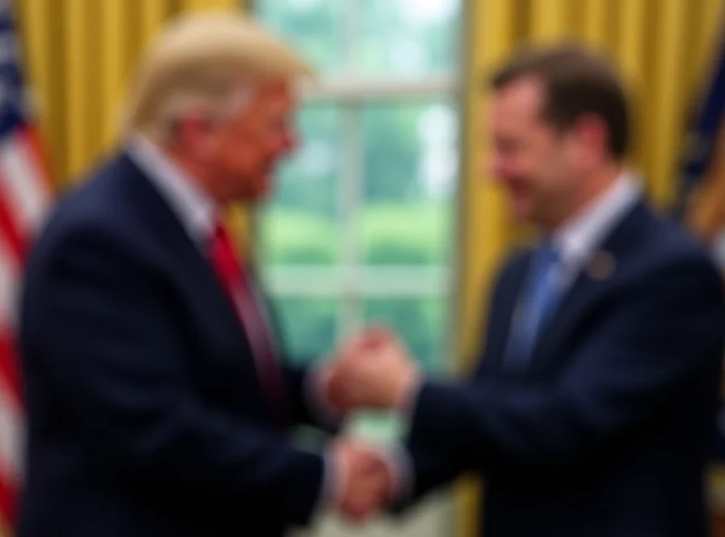 Donald Trump and Volodymyr Zelenskyy shaking hands in the Oval Office