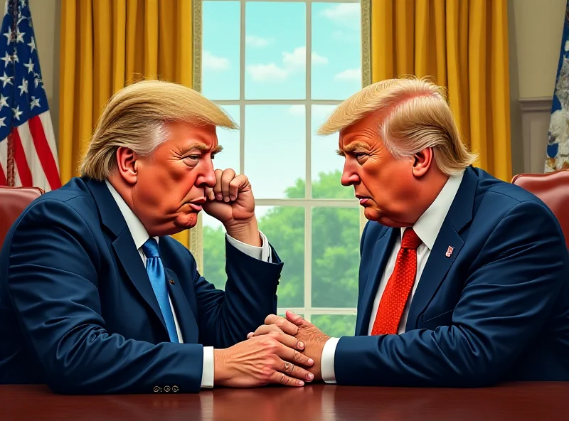 Illustration of a tense meeting in the Oval Office between Trump and Zelenskyy.