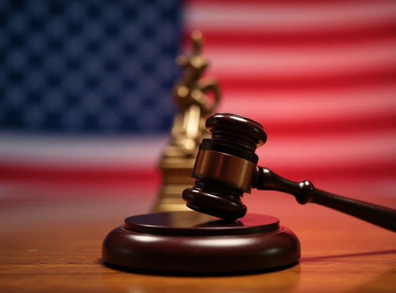 A gavel striking a sound block with an American flag in the background, symbolizing policy changes in the United States.