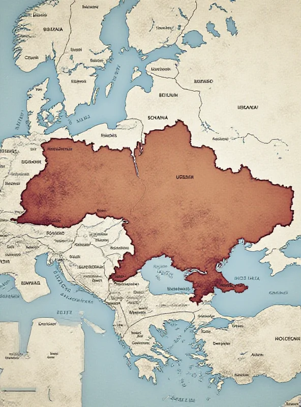 A map of Ukraine highlighting the conflict zones and surrounding countries.