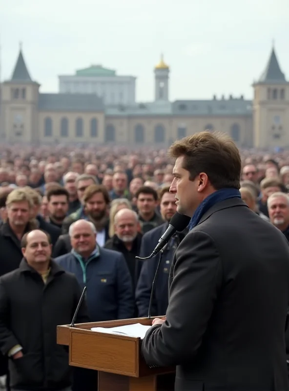 Volodymyr Zelenskyy addressing a crowd