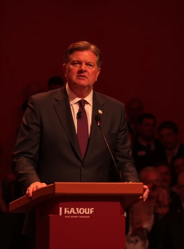 Keir Starmer giving a speech at a conference