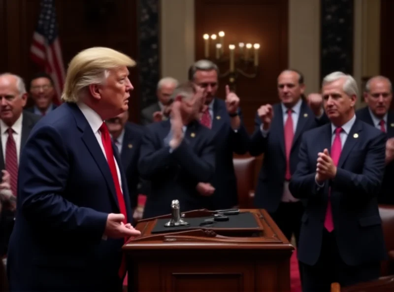 Donald Trump addressing Congress, facing protests from Democrats