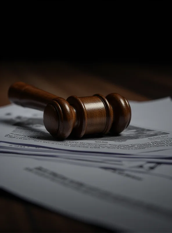 A gavel resting on a stack of legal documents, symbolizing a lawsuit.