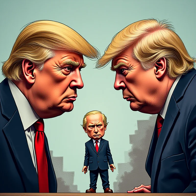 Cartoon depicting Europe caught between a menacing Donald Trump and Vladimir Putin.