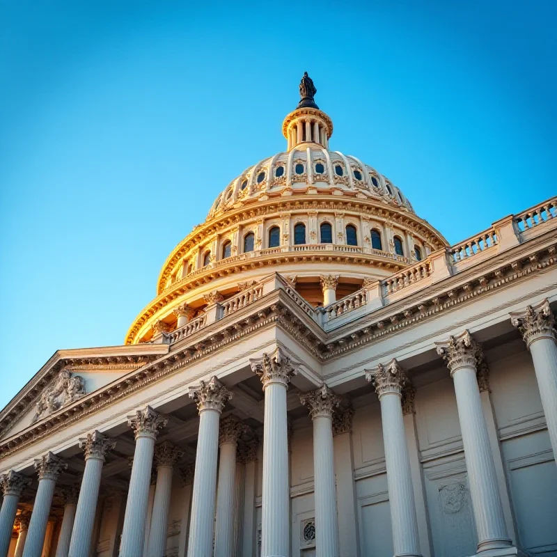 A close-up photo of the United States Capitol Building in Washington, D.C., bathed in warm sunlight, symbolizing American political institutions.