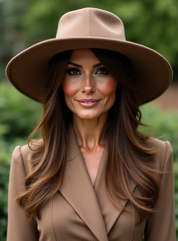 Melania Trump wearing a wide-brimmed hat