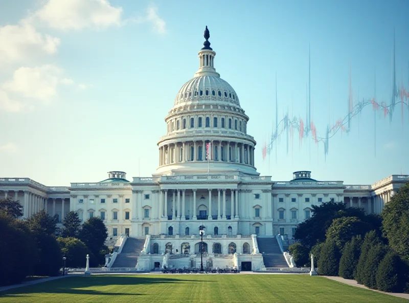 Illustration of the US Capitol Building with a financial chart overlayed