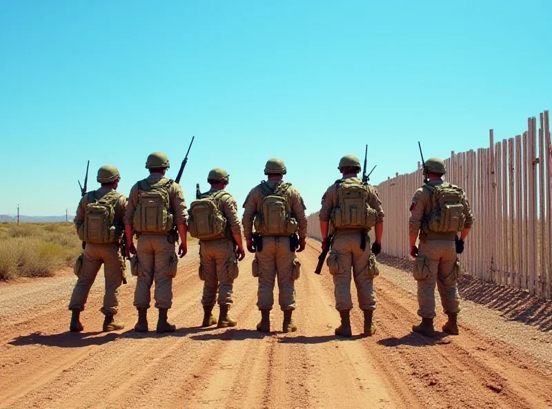 U.S. troops standing guard at the U.S.-Mexico border