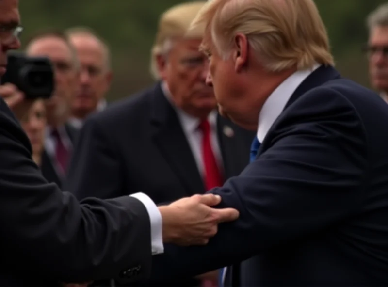 Close-up of Donald Trump's arm with a visible bruise, possibly during a handshake.