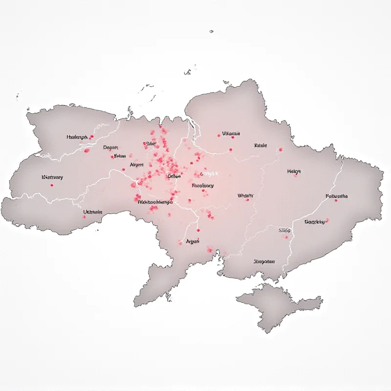 A map of Ukraine highlighting areas affected by the war.