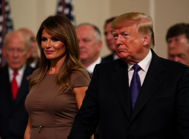 Melania Trump standing next to Donald Trump during a formal event.