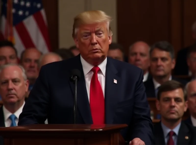 Donald Trump addressing Congress with a determined expression.