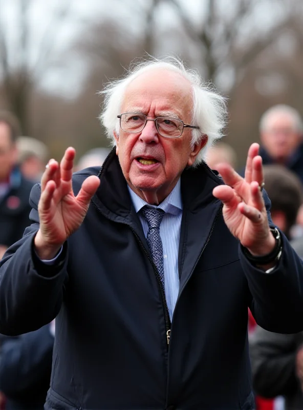 Senator Bernie Sanders speaking at a rally, expressing concerns about economic inequality.