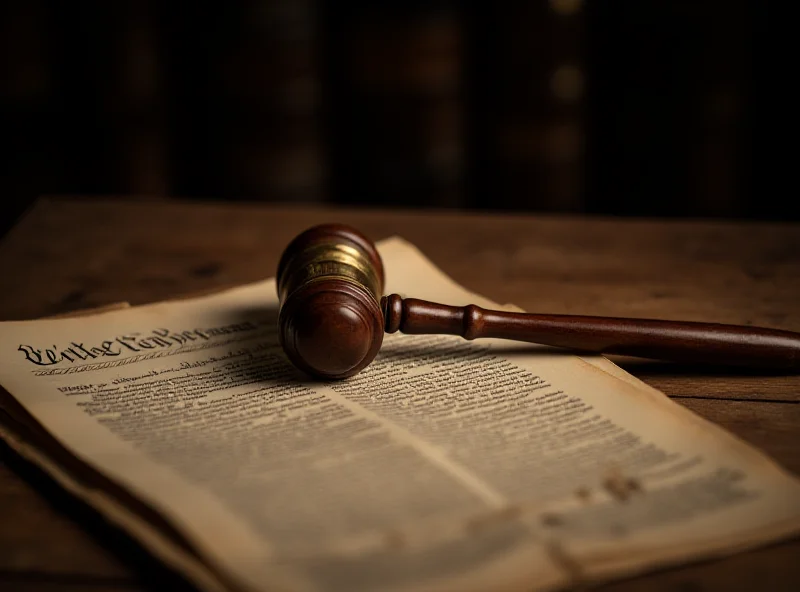 A gavel resting on a copy of the United States Constitution, symbolizing the legal challenges to Trump's policies.