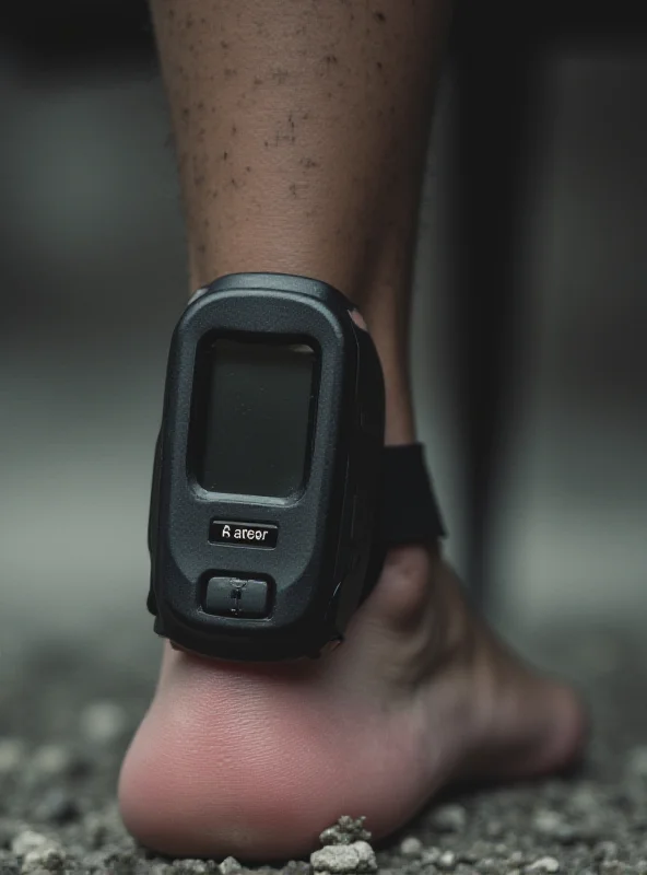 Image of an ankle monitor used for immigration surveillance