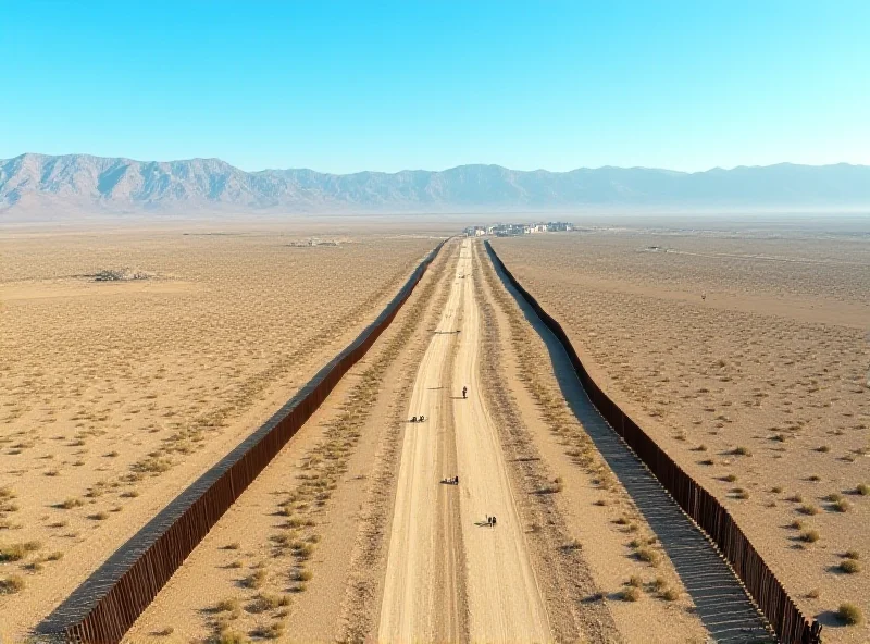 Aerial view of the US-Mexico border fence