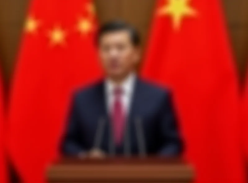 The Chinese Foreign Minister giving a press conference, with Chinese flags in the background.