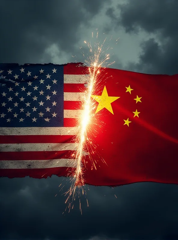 A dramatic, stylized image depicting a clash between the American and Chinese flags, symbolizing the potential for conflict.