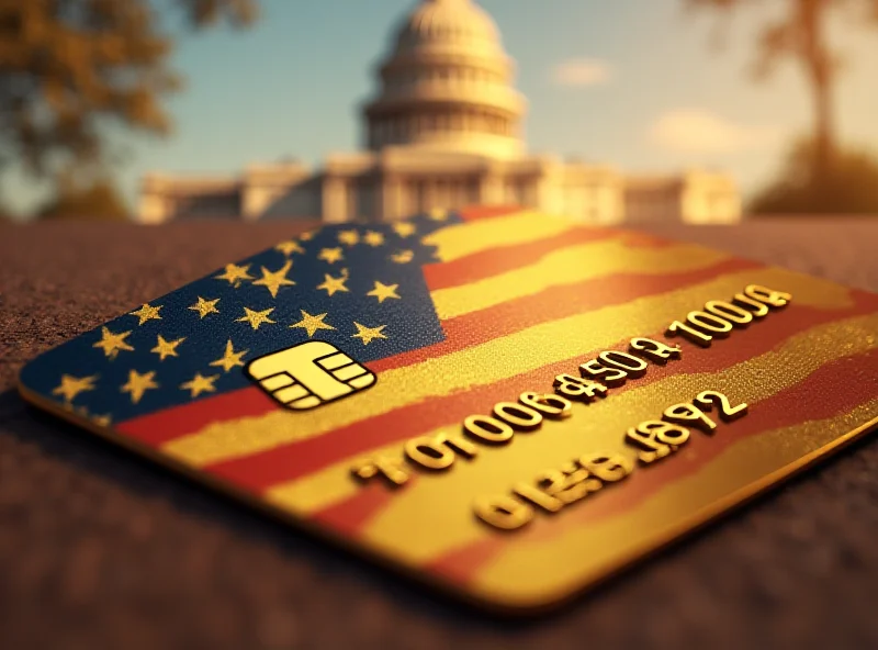 Illustration of a gold credit card with the American flag in the background, symbolizing wealth and investment in the United States.