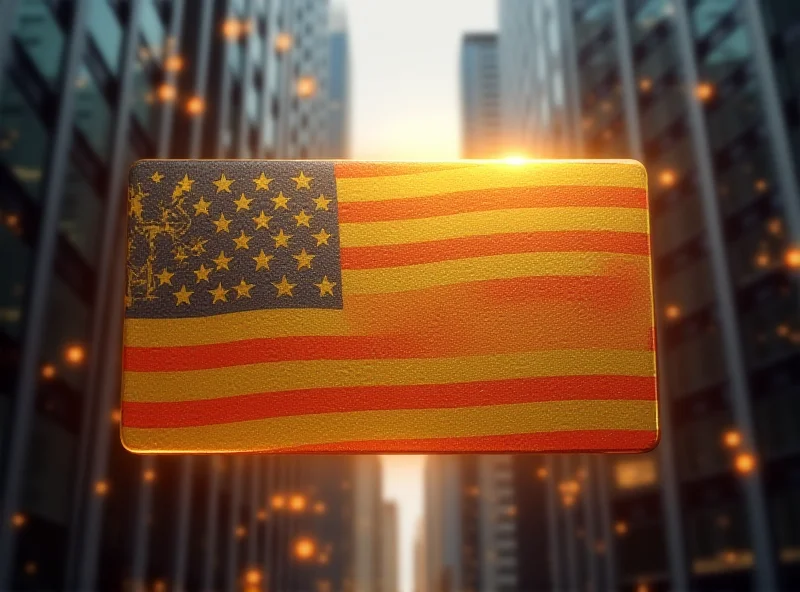 Illustration of a golden card with the American flag in the background, representing permanent residency and wealth.