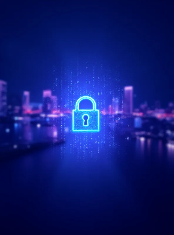 A stylized image representing privacy, with a padlock surrounded by binary code. The background is a blurred cityscape.