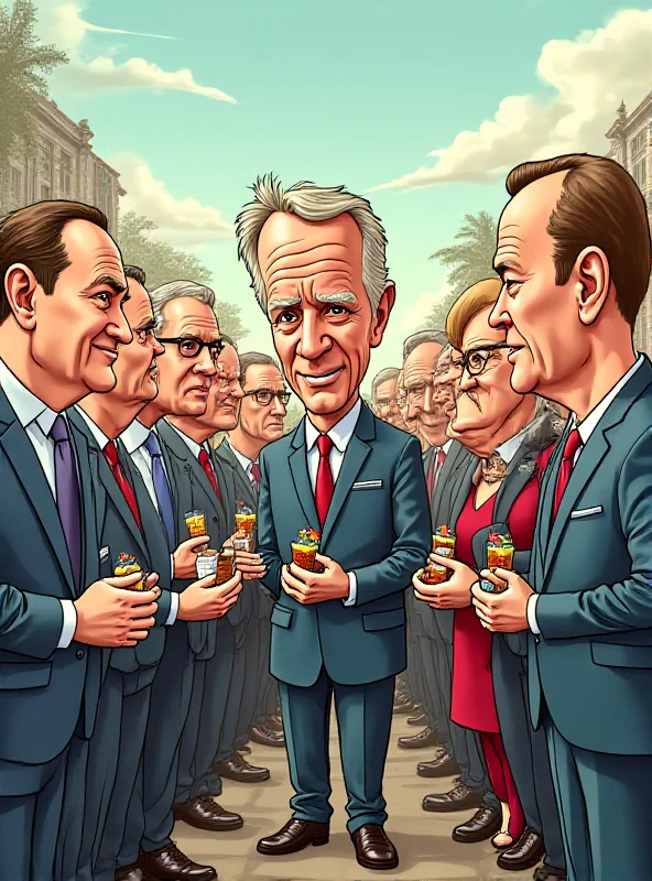 Cartoon depiction of European leaders excessively praising Zelenskyy while ignoring Ukrainian citizens