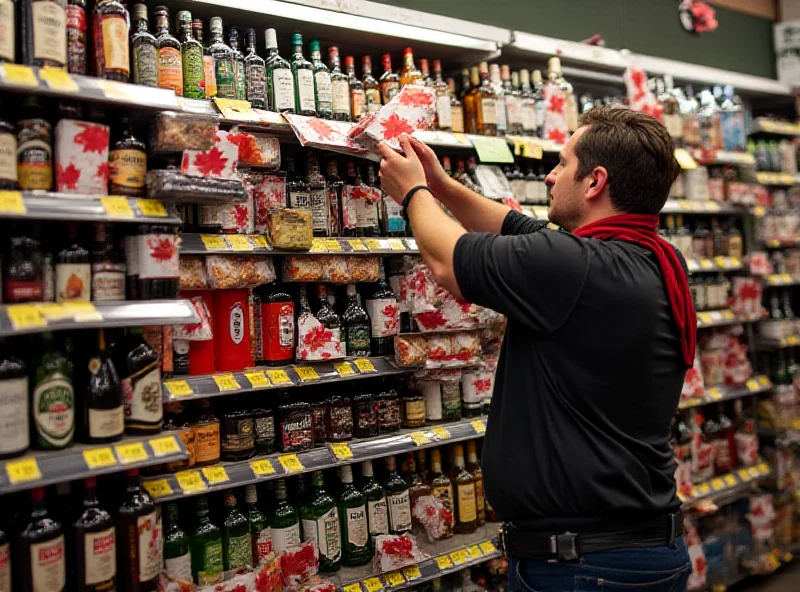 Image of Canadian products being removed from shelves in a store.