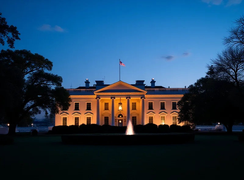 Image of the White House at dusk, symbolizing political negotiations.