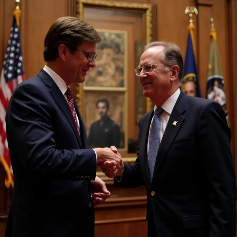 Pete Buttigieg shaking hands with Chuck Schumer in a Senate office.