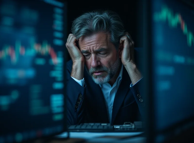 Image of a worried investor looking at stock market data