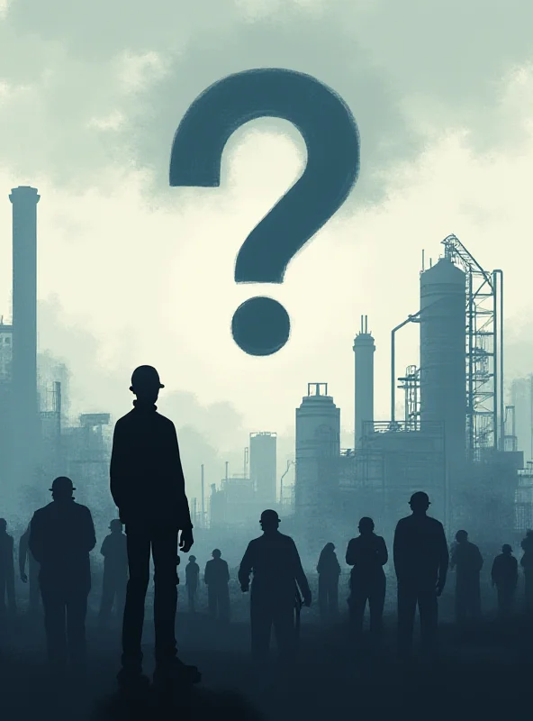 Illustration of a factory with a question mark hovering over it, representing uncertainty.