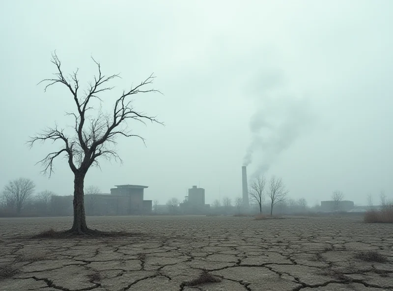 Illustration of a desolate landscape with a single, wilting tree, symbolizing the potential impact of EPA staff cuts.