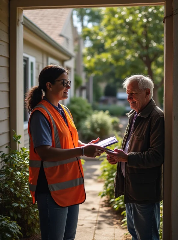 Image of a census worker collecting data in a neighborhood