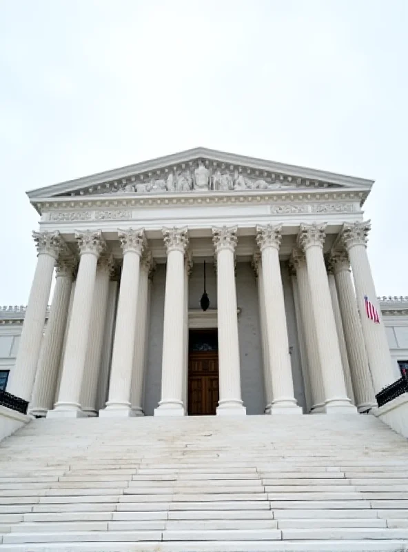 The Supreme Court building in Washington D.C., with a slightly overcast sky.