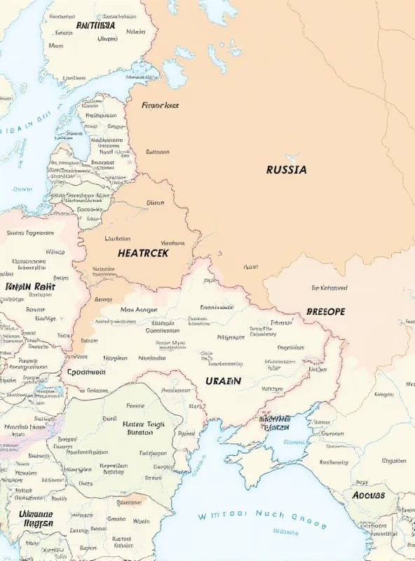 A map showing Ukraine and Russia, highlighting the geopolitical tensions in the region.