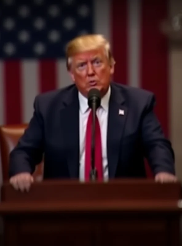 Donald Trump giving a speech to Congress, confidently defending his policies on tariffs and immigration.