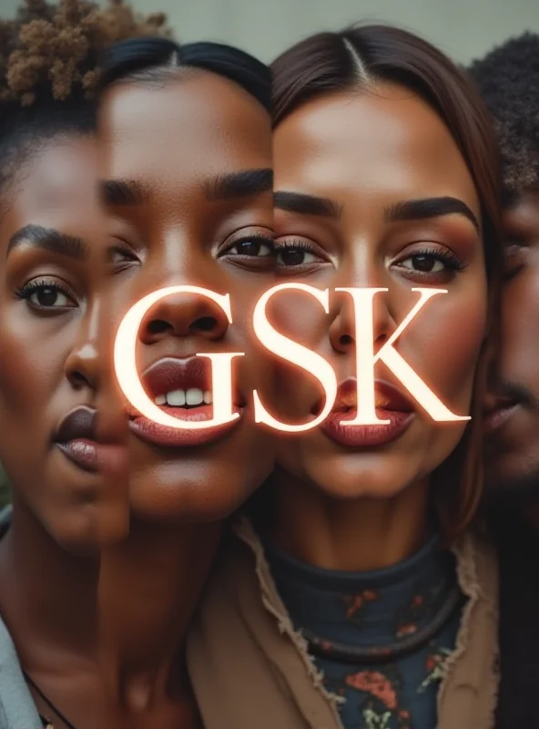 GSK logo with a diverse group of people in the background