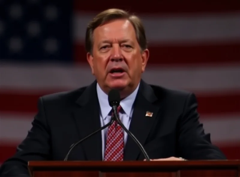 Representative Ralph Norman speaking at a podium in front of a US flag.