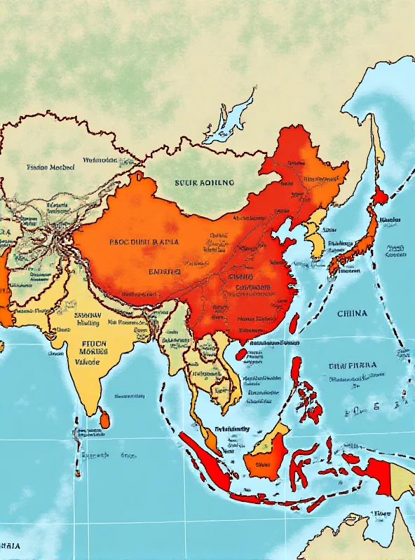 Illustration of a world map with trade routes highlighted, showing tension between the US, China and Europe.