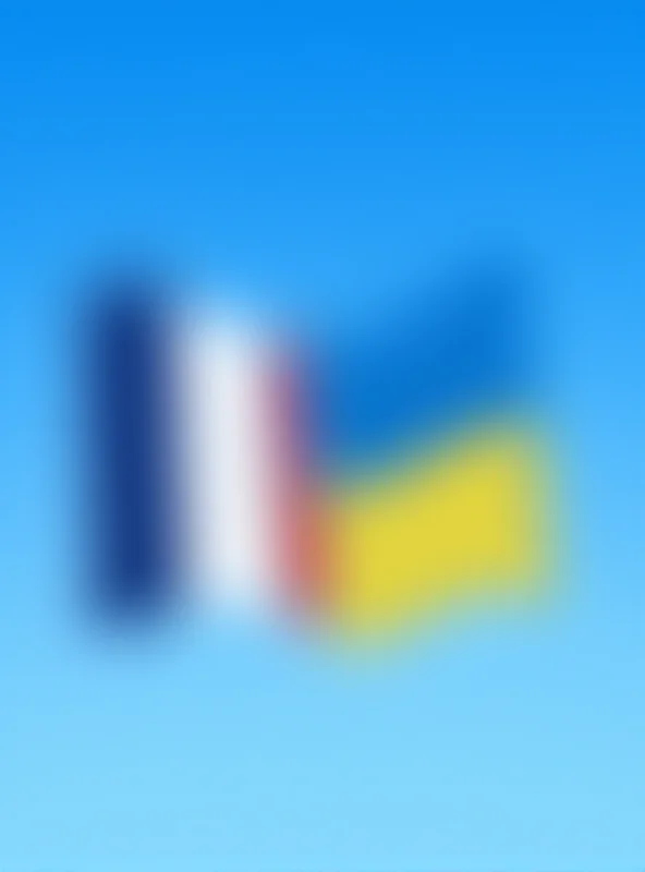 French and Ukrainian flags waving together in a show of solidarity.