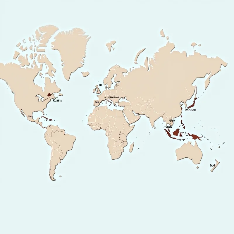 A map highlighting the locations of Russia, Greenland, the United States, and the Philippines.