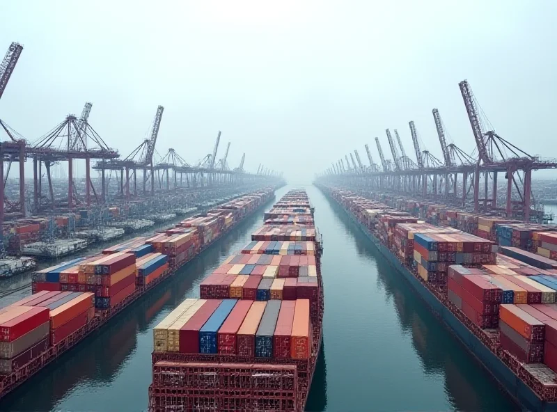 Image of cargo ships at a port, symbolizing trade between the US and China