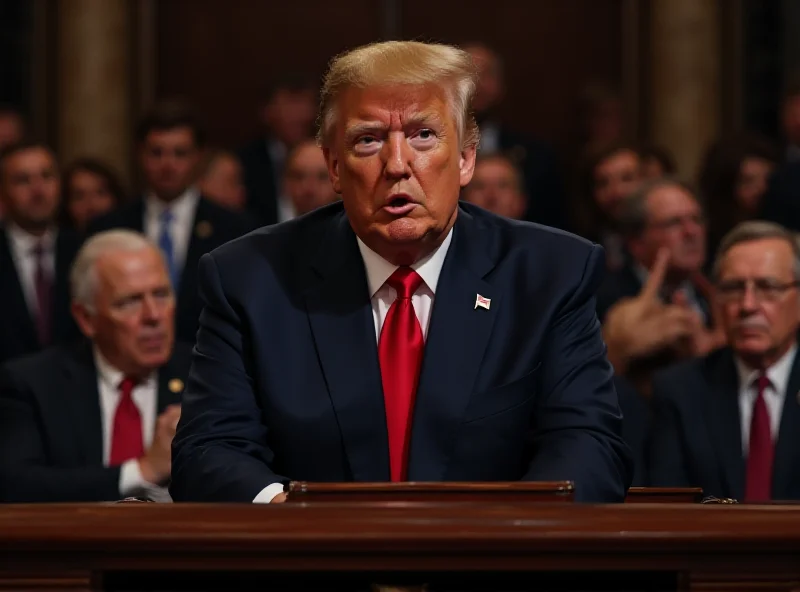 Image of Donald Trump giving a speech to Congress, with Democrats and Republicans seated behind him