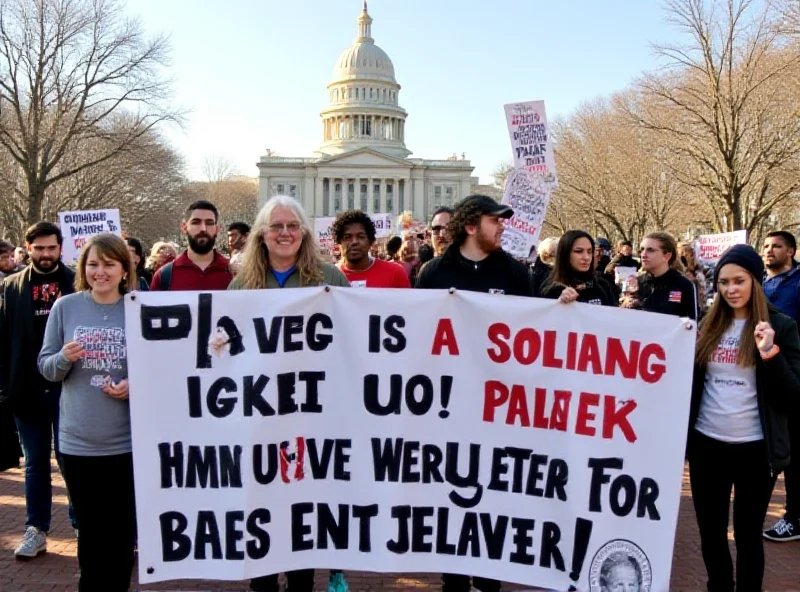 Protesters holding signs at Boston Common